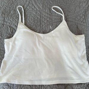 PINK white cropped tank with built in bra